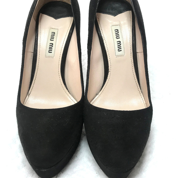 Auc Miu Miu Black Calzture Dona Suede Pumps 7 - Picture 3 of 7